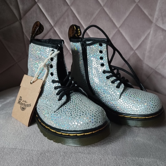 Dr. Martens Other - Dr Martens Suede Silver iridescent Boots Children’s/ Toddler size 9 NWT